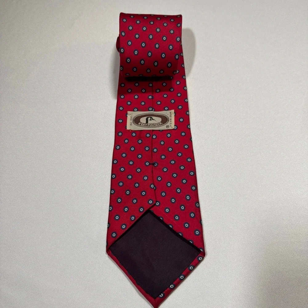 VTG Bert Pulitzer Bloomingdale's Tie Men's Red NB Geometric 100% Silk 58